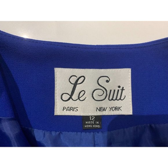 Le Suit Two Piece embraided lined skirt Blue Dress Suit Sz 12 - Picture 8 of 15